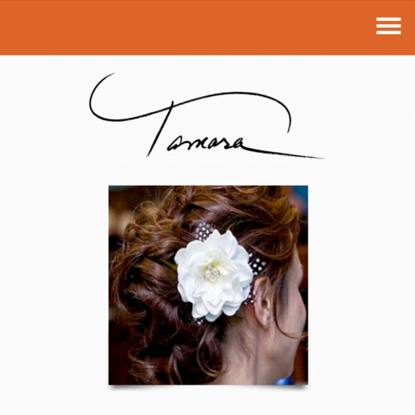 Mobile device home page screenshot for TamaraNewYork.com for Boheema.com’s web design portfolio