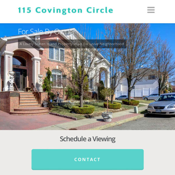 Screenshot of 115Covington.com's mobile home page for Boheema.com’s web design portfolio