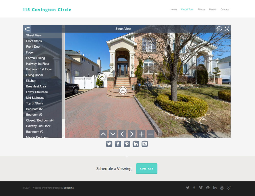 Screenshot of 115Covington.com's virtual tour page for Boheema.com’s web design portfolio