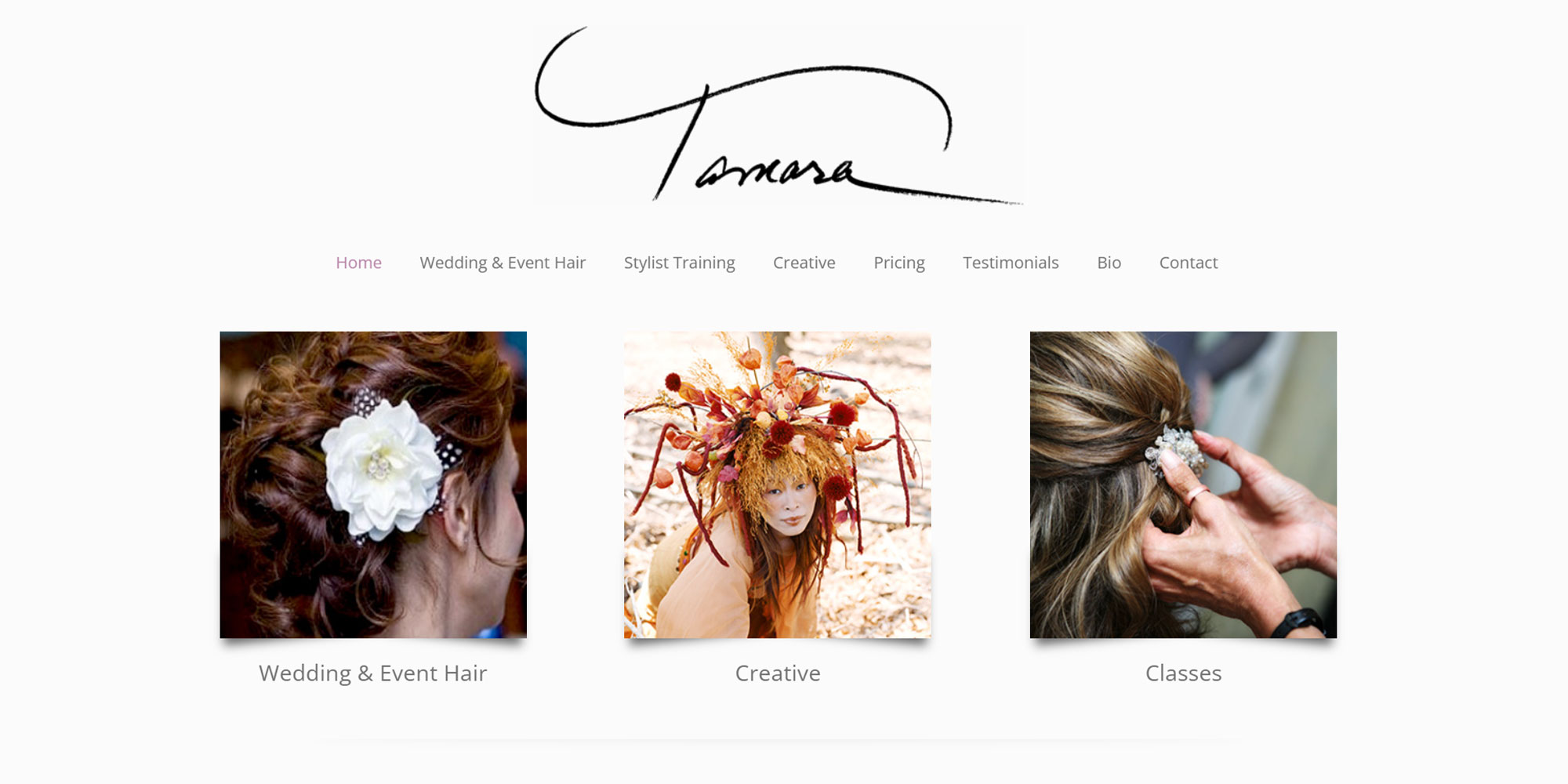 TamaraNewYork.com home page screenshot for the Boheema.com web design portfolio