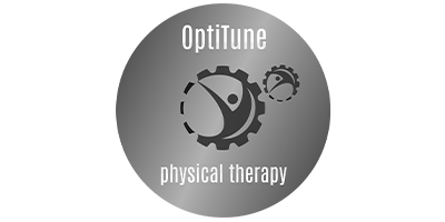 OptiTune Physical Therapy logo featuring a modern design with gears and physical therapy imagery