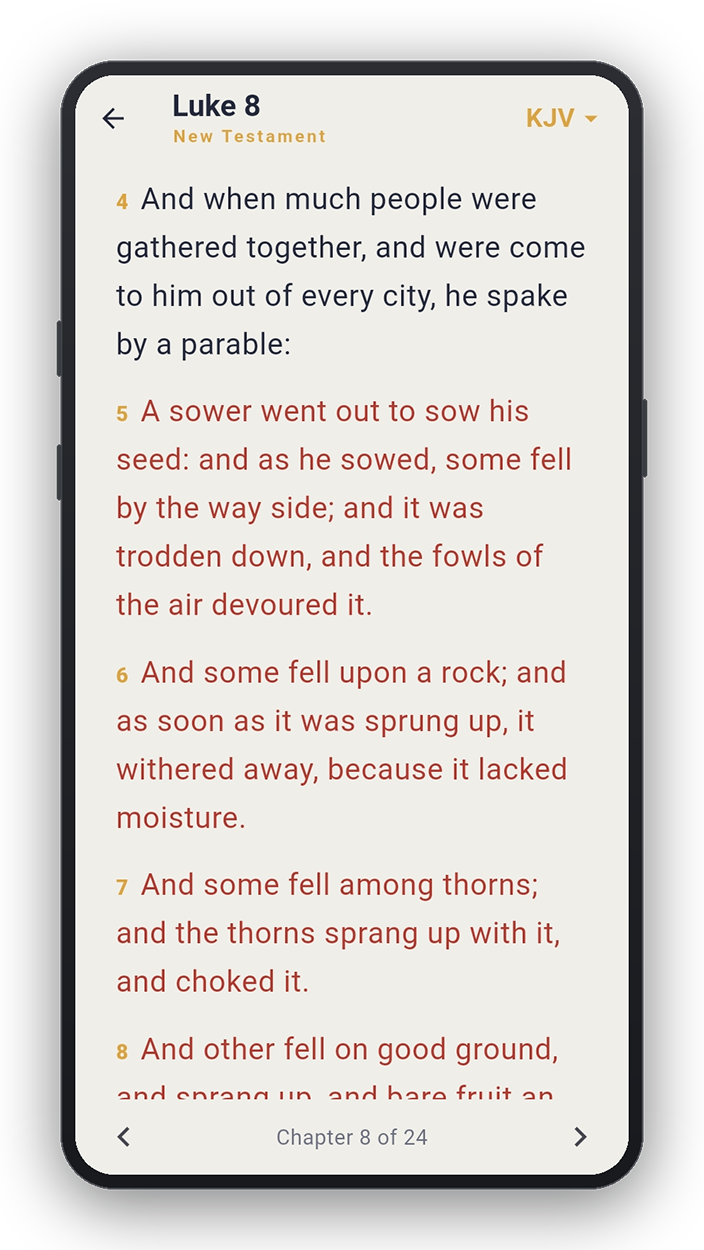 VerseTurtle reader screen showing the words of Jesus in red