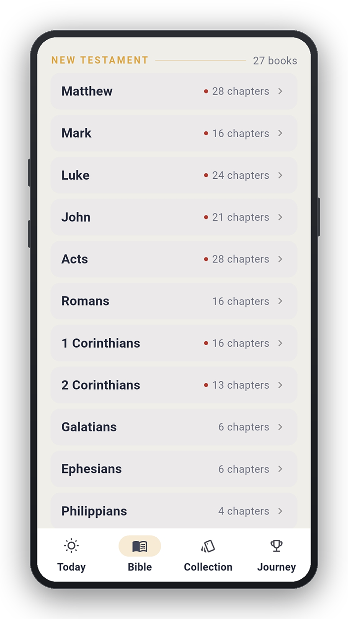 VerseTurtle screen listing the books of the Bible